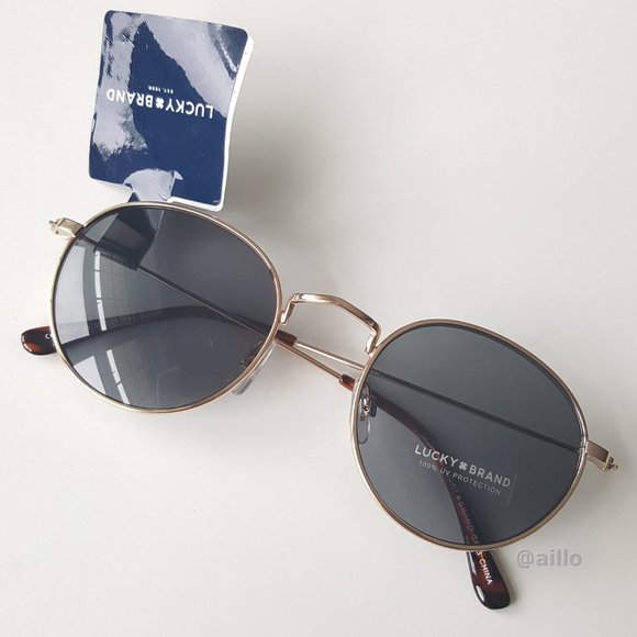 Lucky 🍀 Brand NELSON GOLD Wire Round Sunglasses - Picture 2 of 9